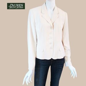 LAUREN RALPH LAUREN NEW Old Money 100% Silk Fitted Flap Pocket Blazer 14P